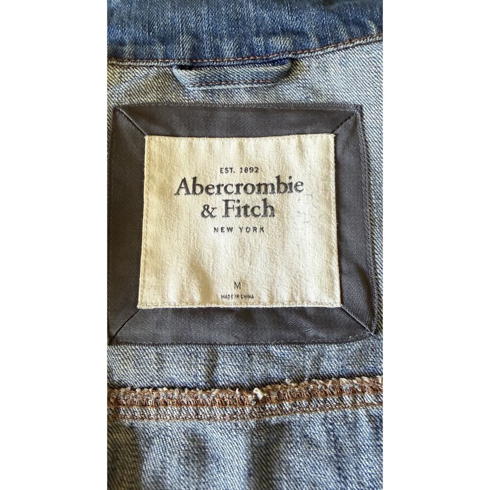 Abercrombie & Fitch Vintage Distressed Denim Trucker Jacket Y2K Women's Size M - Picture 15 of 16